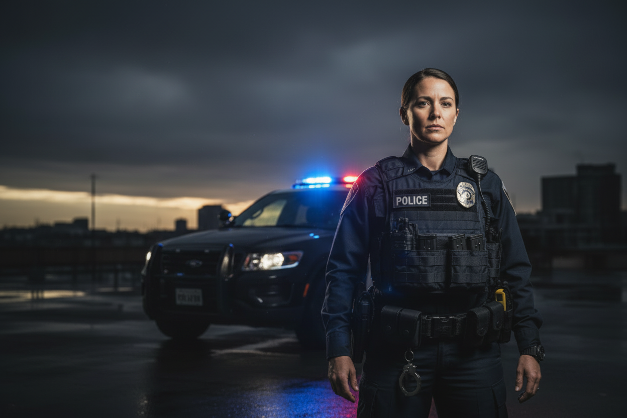 Officer with Police Vehicle